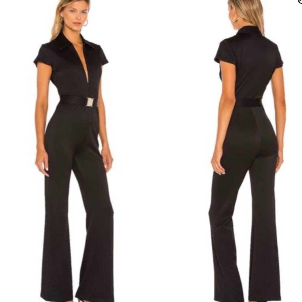 Amanda Uprichard Black Flare Jumpsuit